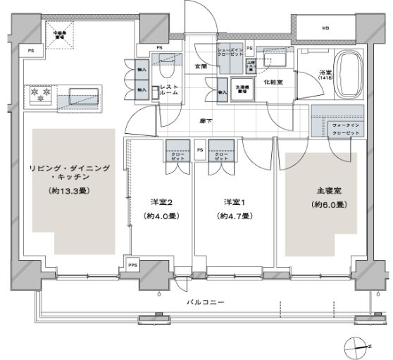 ディアナコート荏原町アトラス 間取り H TYPE
