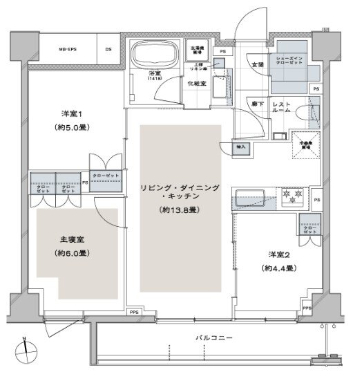 ディアナコート荏原町アトラス 間取り F TYPE