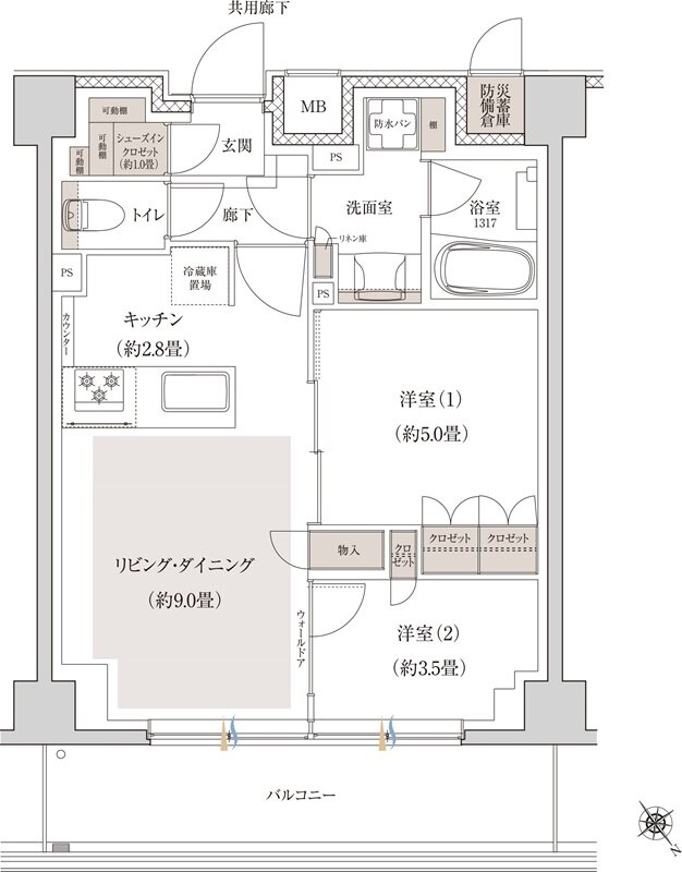 ブランシエラ横浜蒔田 間取り B1タイプ