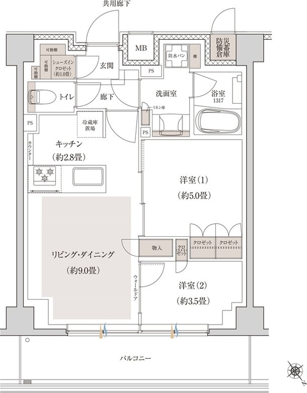 ブランシエラ横浜蒔田 間取り B1タイプ
