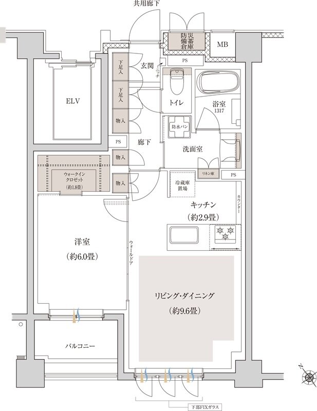 ブランシエラ横浜蒔田 間取り Eタイプ