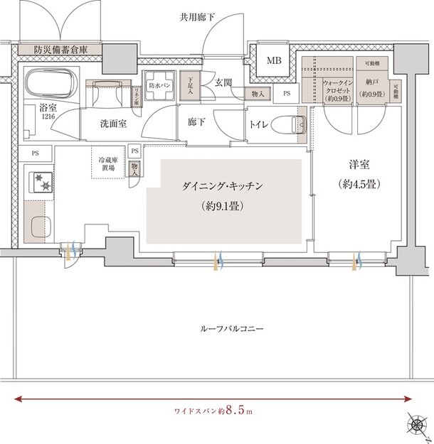 ブランシエラ横浜蒔田 間取り Jタイプ