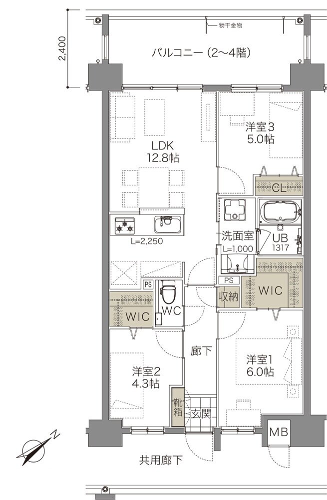 コンフォート ザ・プライム浦添港川 間取り D1タイプ