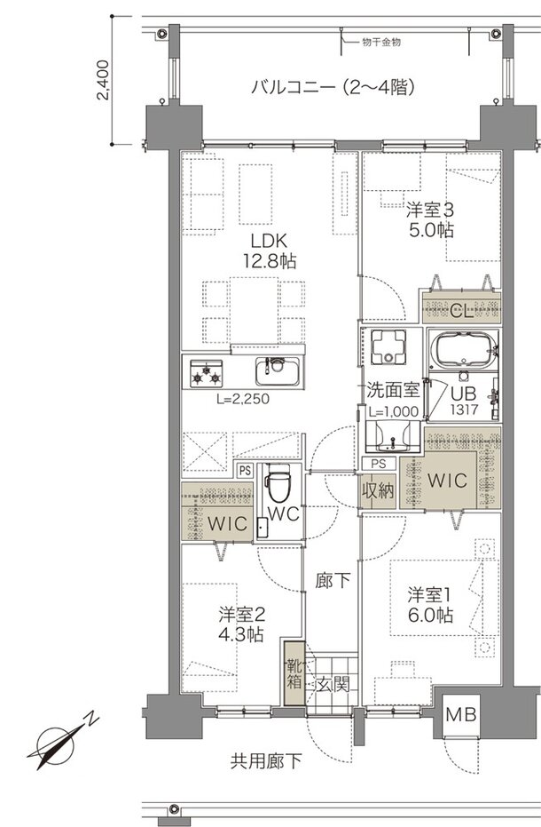 コンフォート ザ・プライム浦添港川 間取り D1タイプ
