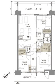 コンフォート ザ・プライム浦添港川 間取り D1タイプ