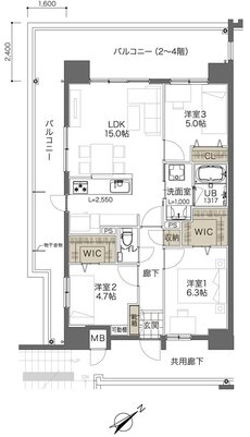 コンフォート ザ・プライム浦添港川 間取り A1タイプ