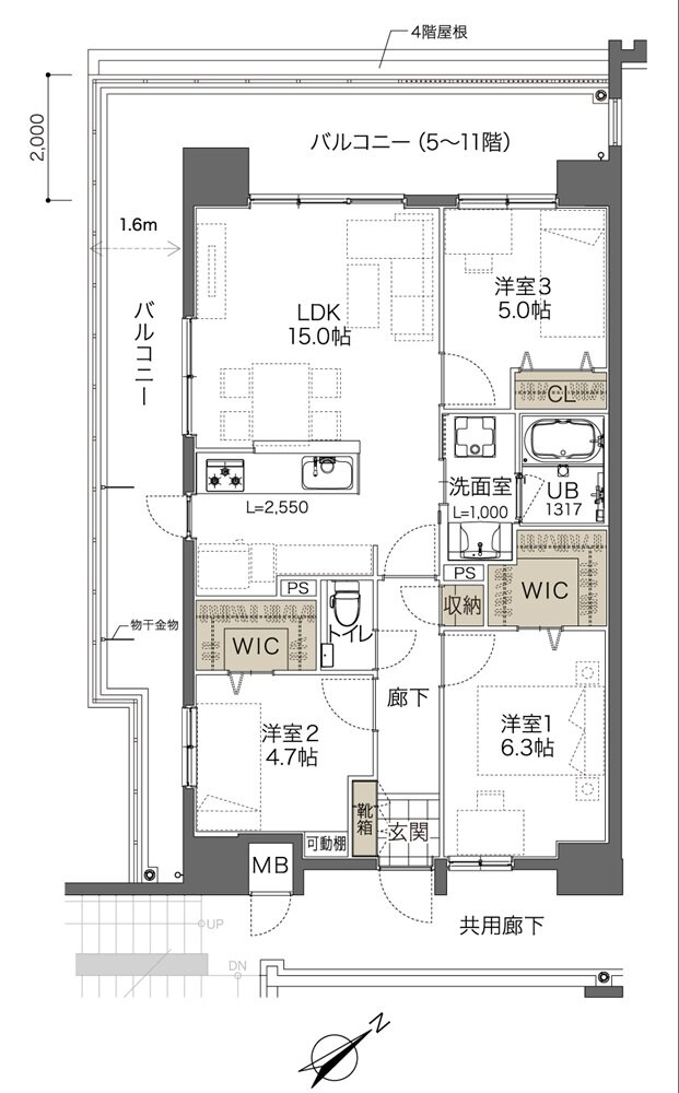 コンフォート ザ・プライム浦添港川 間取り A2タイプ