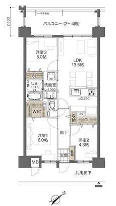 コンフォート ザ・プライム浦添港川 間取り C1タイプ