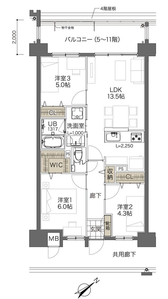 コンフォート ザ・プライム浦添港川 間取り C2タイプ