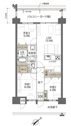 コンフォート ザ・プライム浦添港川 間取り C2タイプ