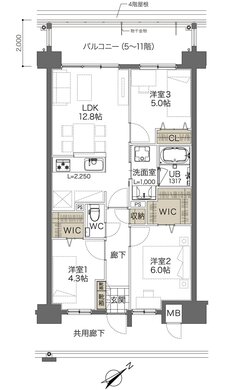 コンフォート ザ・プライム浦添港川 間取り D2タイプ