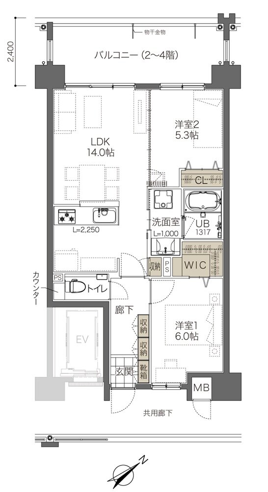 コンフォート ザ・プライム浦添港川 間取り F1タイプ