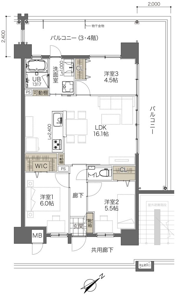 コンフォート ザ・プライム浦添港川 間取り G1タイプ