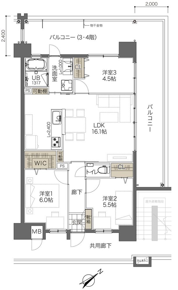 コンフォート ザ・プライム浦添港川 間取り G1タイプ