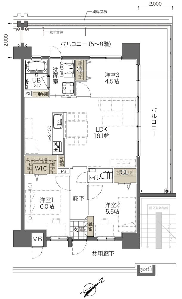 コンフォート ザ・プライム浦添港川 間取り G2タイプ