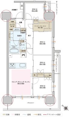 グランドパレス相模原 間取り E type