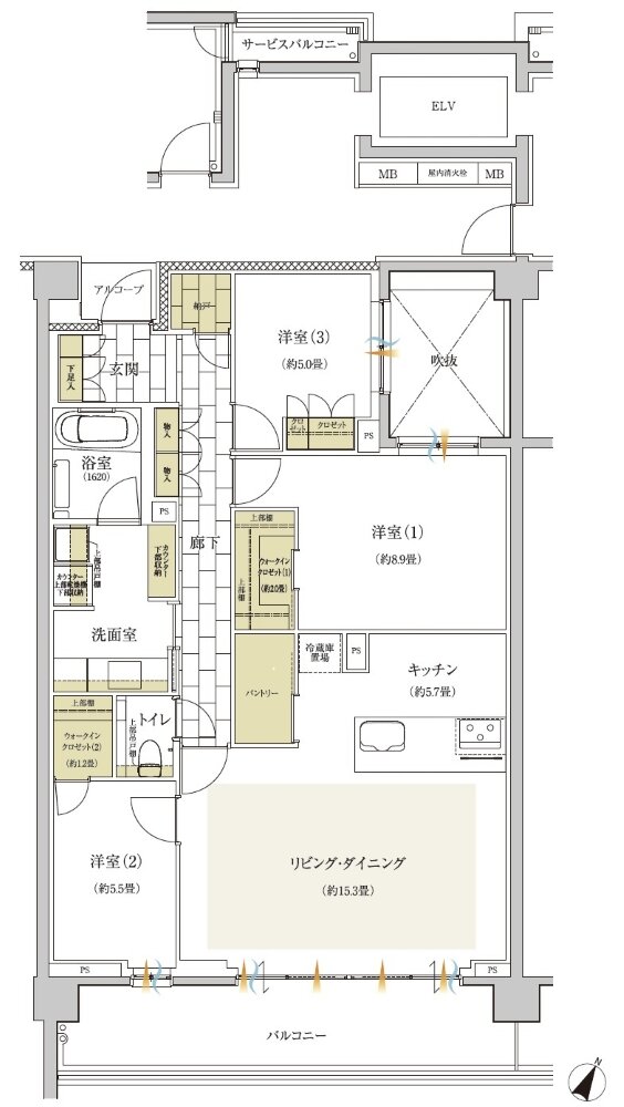 グランドメゾン THE 石神井公園 間取り H type(2・3階)