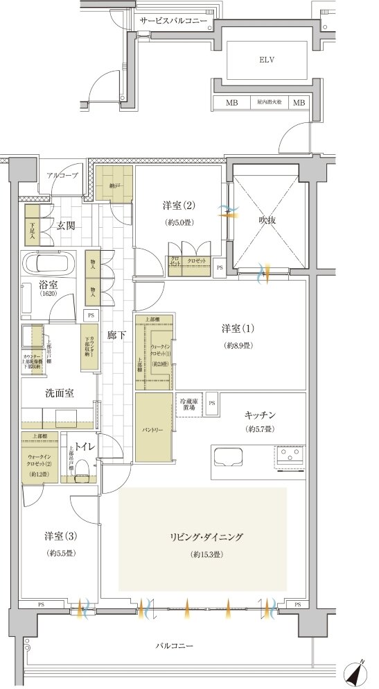グランドメゾン THE 石神井公園 間取り H type(2・3階)