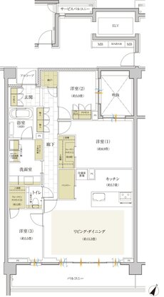 グランドメゾン THE 石神井公園 間取り H type（2・3階）