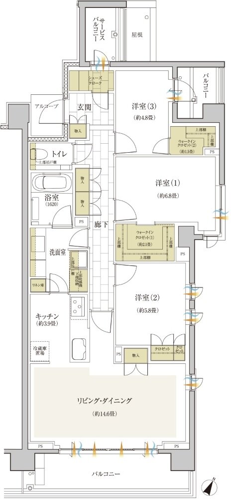 グランドメゾン THE 石神井公園 COURT 間取り F type（3・4階）