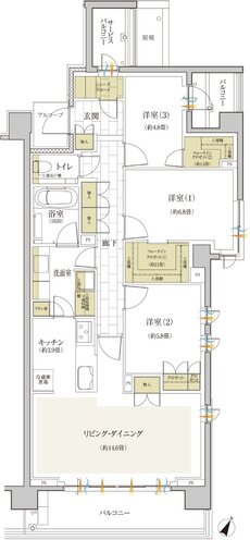 グランドメゾン THE 石神井公園 COURT 間取り F type（3・4階）