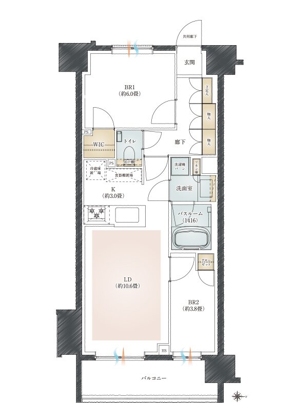 イノバス三鷹 間取り B2タイプ