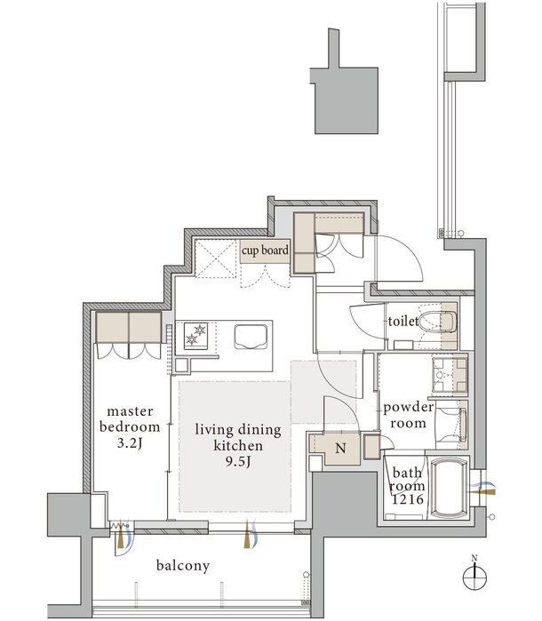 プレティナレジデンス千種駅 間取り F type