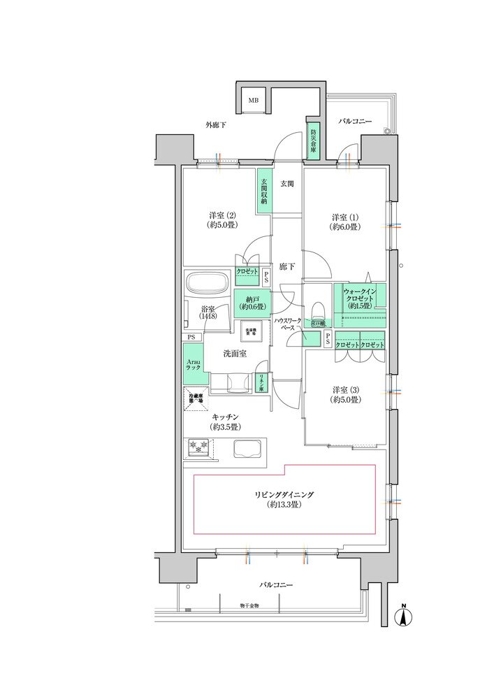 デュオヒルズ岩倉PREDEAR 間取り Eタイプ