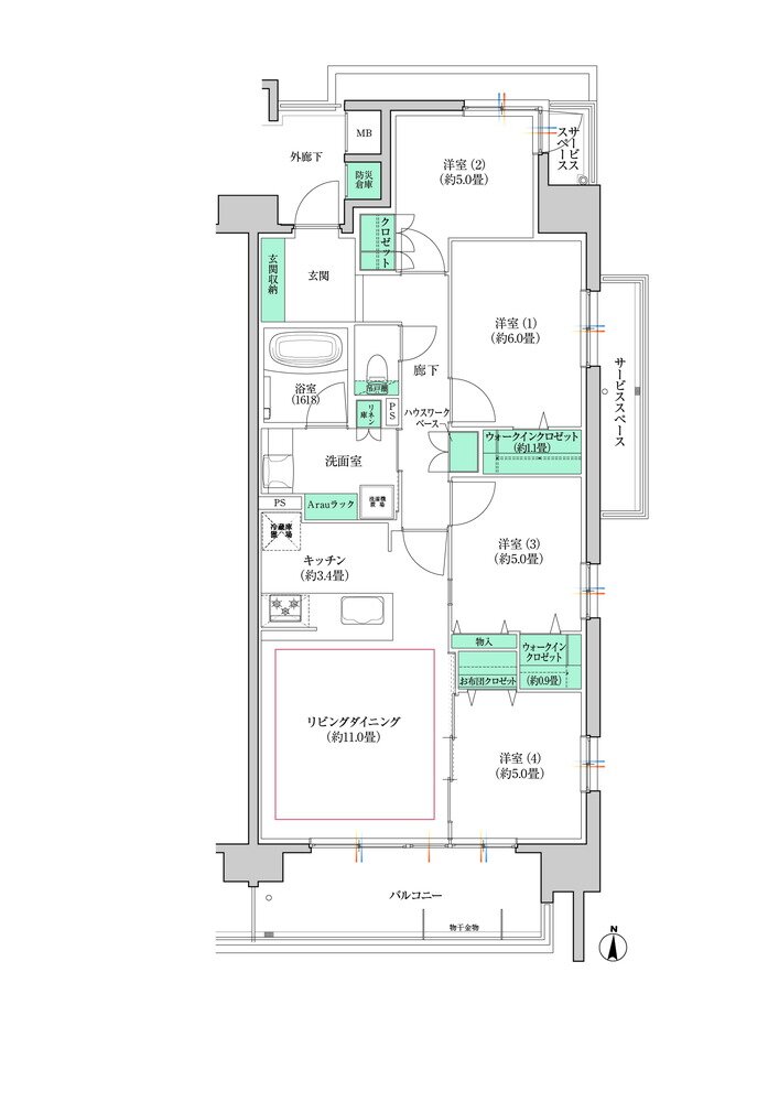 デュオヒルズ岩倉PREDEAR 間取り Fタイプ