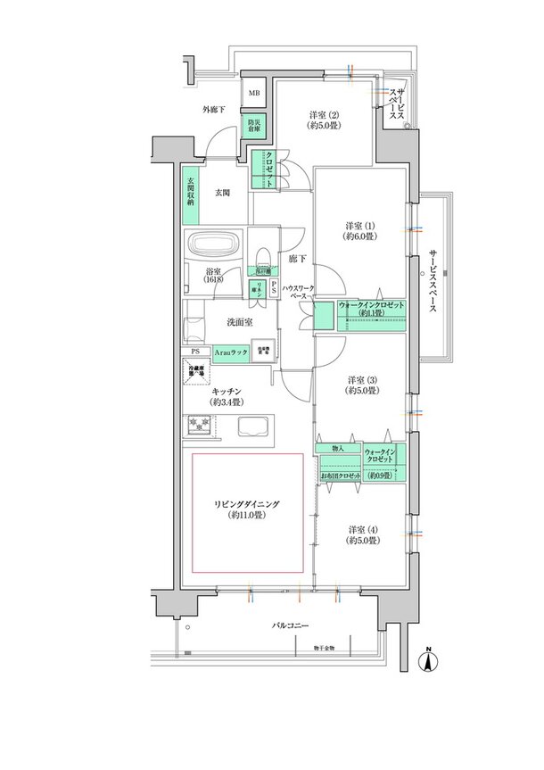 デュオヒルズ岩倉PREDEAR 間取り Fタイプ