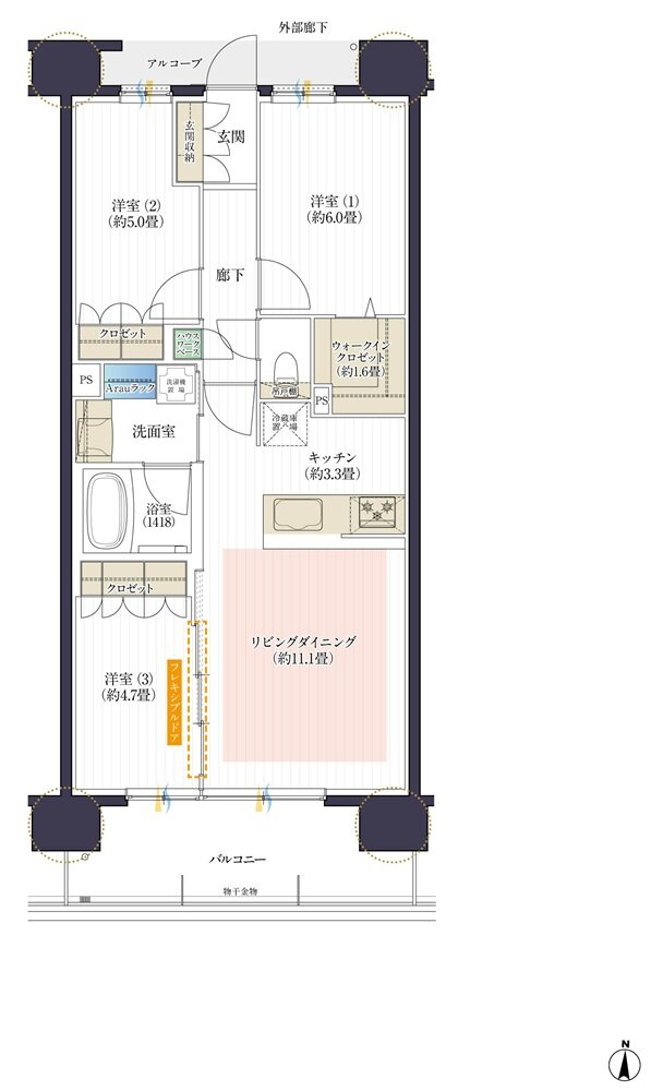 デュオヒルズ岩倉PREDEAR 間取り Bタイプ