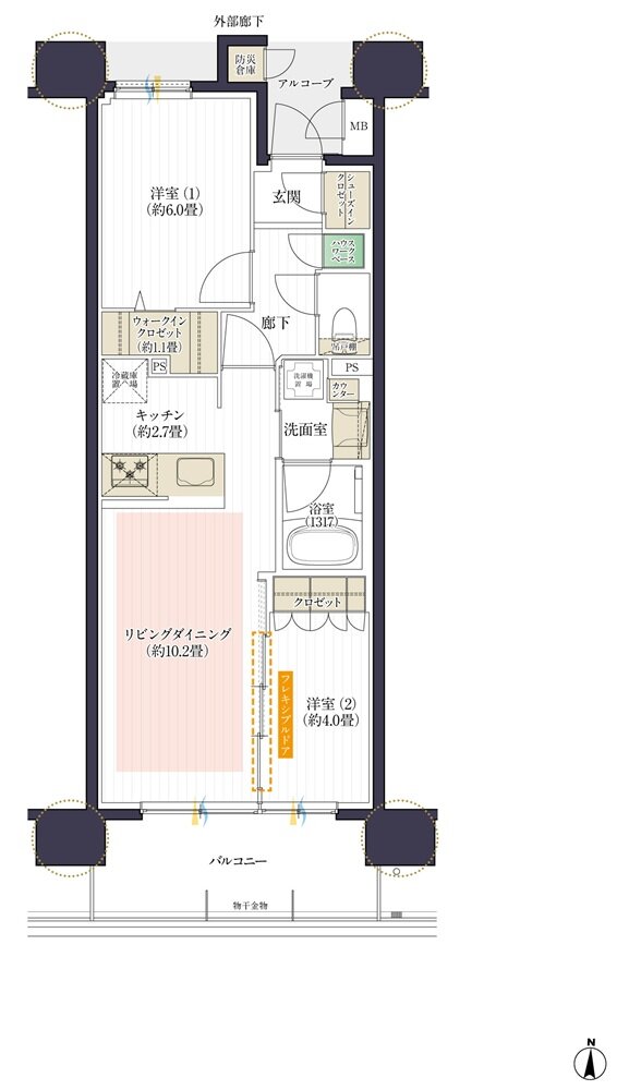 デュオヒルズ岩倉PREDEAR 間取り Cタイプ