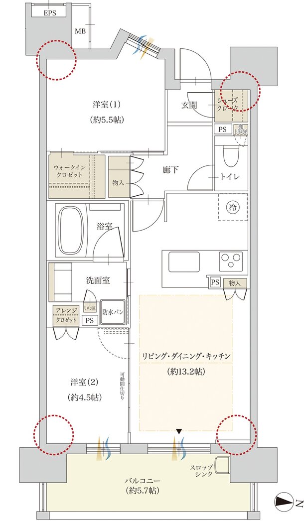 ファミリアーレ勝川 間取り B TYPE