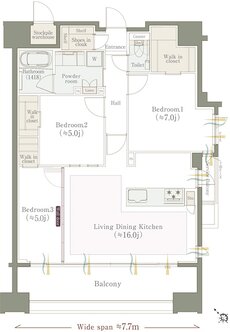クリオ福岡博多セントラルマークス 間取り Bタイプ