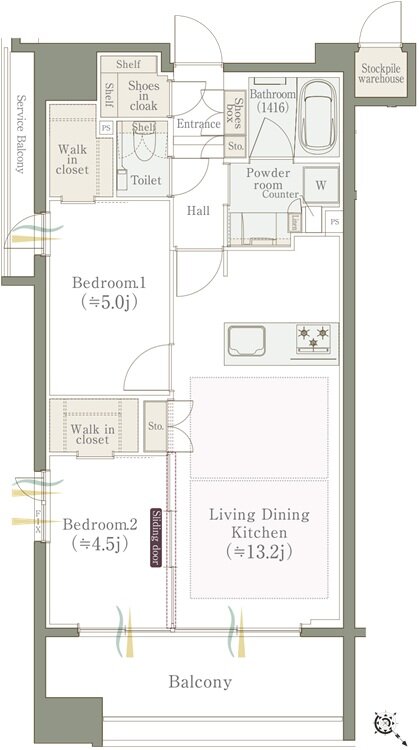 クリオ福岡博多セントラルマークス 間取り F2タイプ