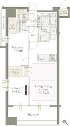 クリオ福岡博多セントラルマークス 間取り F2タイプ
