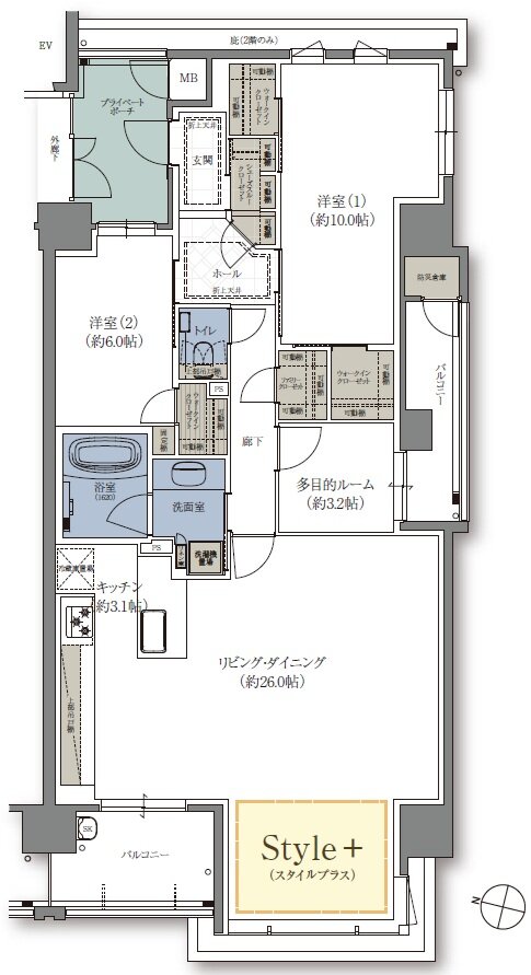 クレアホームズ松江天神町 ザ・レジデンス 間取り C1 type（2～8F）