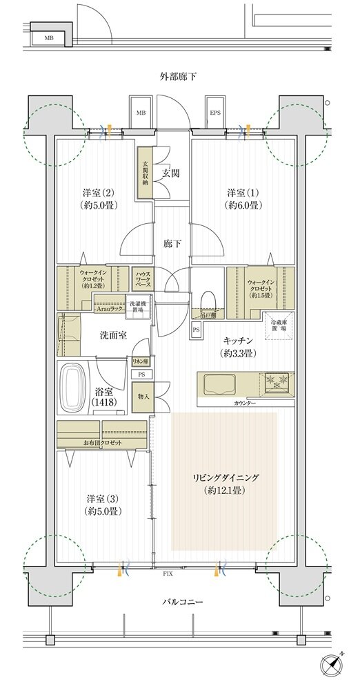 デュオヒルズ豊明前後 間取り Bタイプ