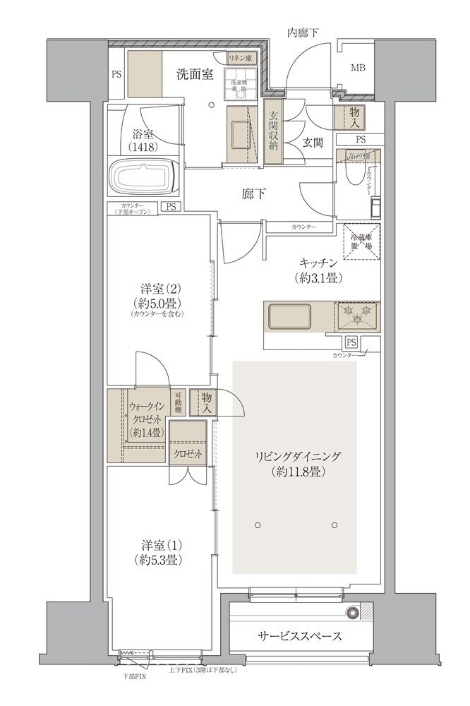 デュオヒルズ京都四条烏丸 間取り Bタイプ