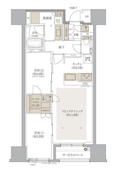 デュオヒルズ京都四条烏丸 間取り Bタイプ