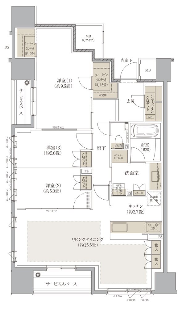 デュオヒルズ京都四条烏丸 間取り Dタイプ