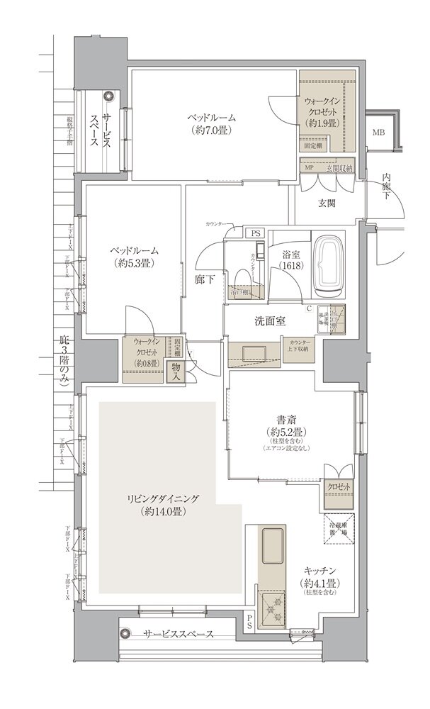 デュオヒルズ京都四条烏丸 間取り Fタイプ