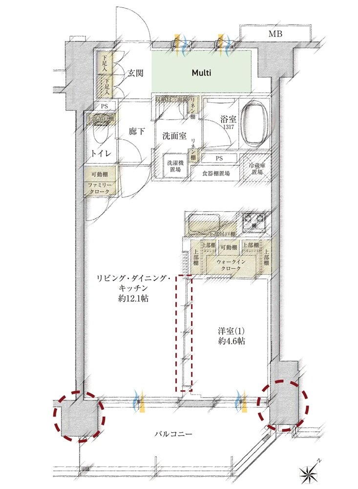 サンクレイドル荒川熊野前 間取り B type