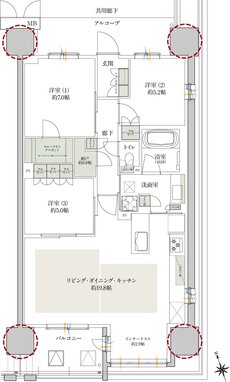 JR神戸線最大級 大阪駅１駅 マンションプロジェクト 間取り AA type