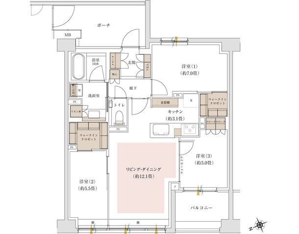 パークホームズ吉祥寺東町 間取り M2タイプ