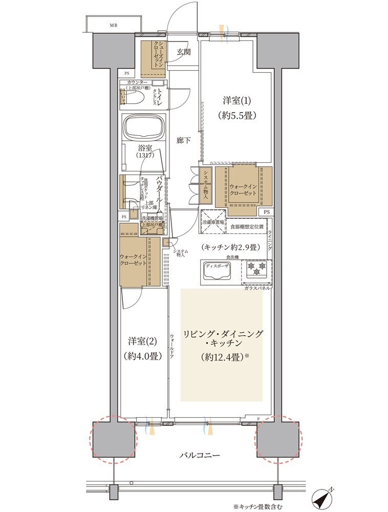 エクセレントシティ稲毛海岸 THE STATION GRAN 間取り H1 type