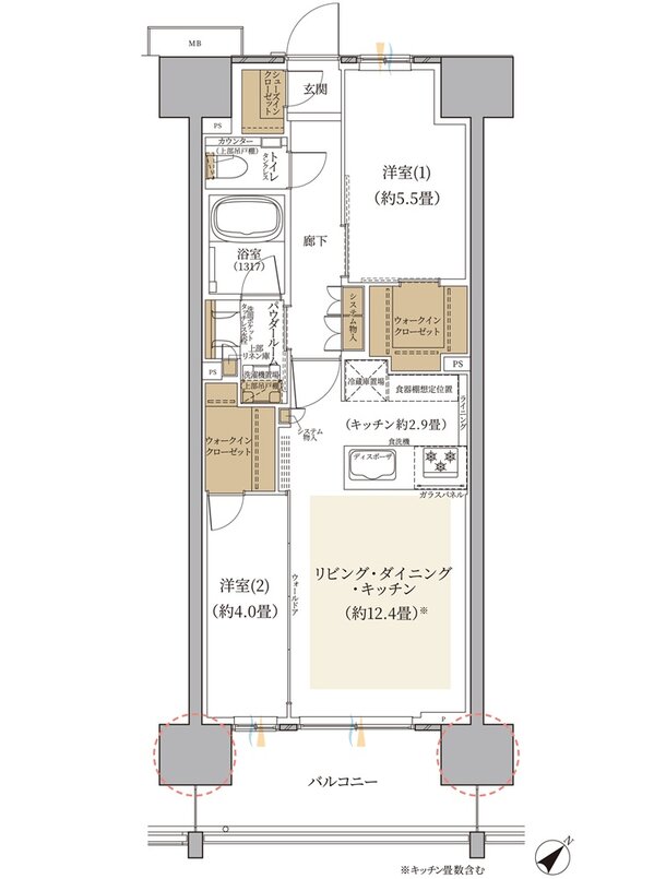 エクセレントシティ稲毛海岸 THE STATION GRAN 間取り H1 type