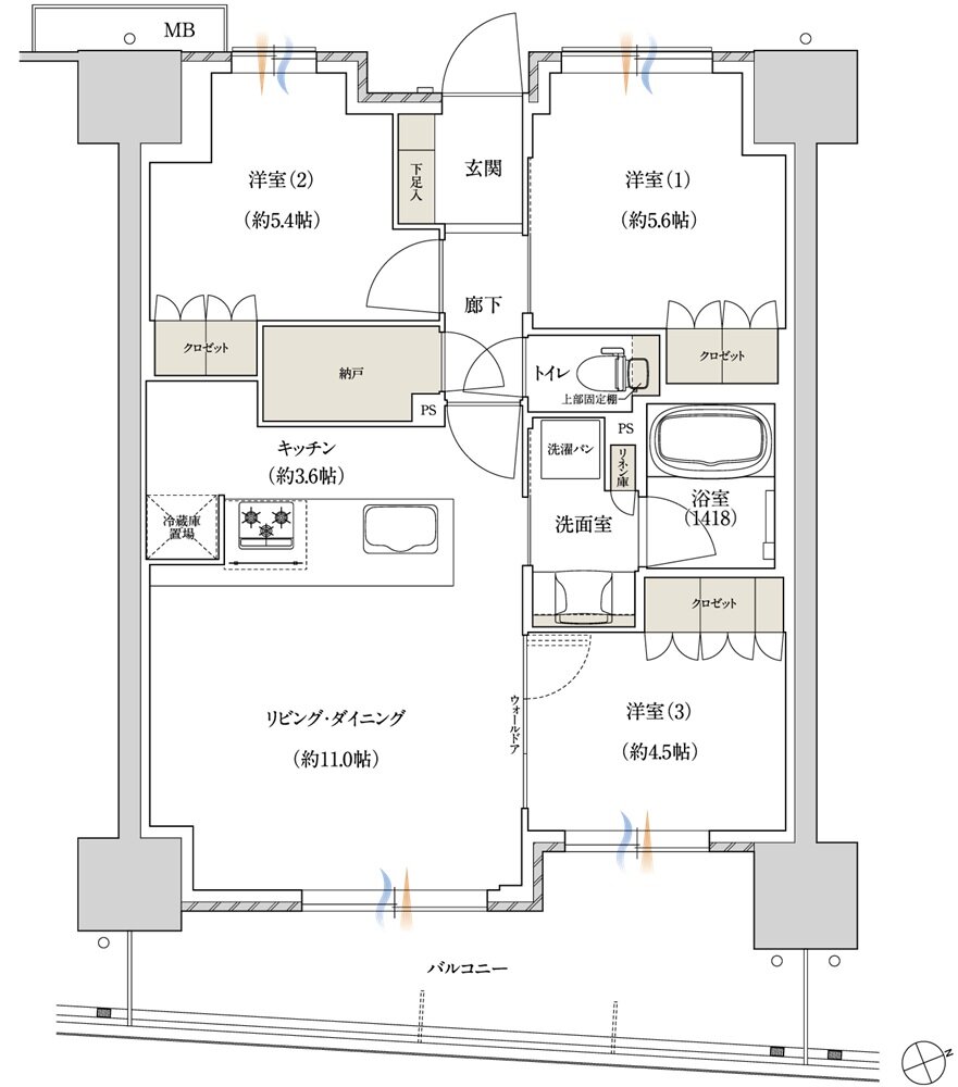 ジェイグラン シティ 淡路 間取り BC-type