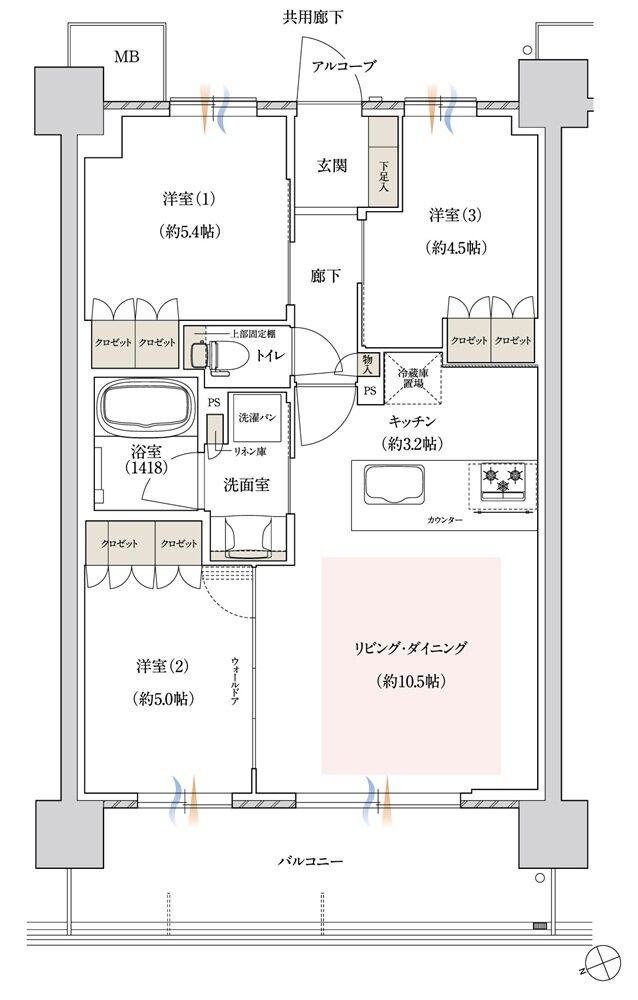 ジェイグラン シティ 淡路 間取り AB1'-type