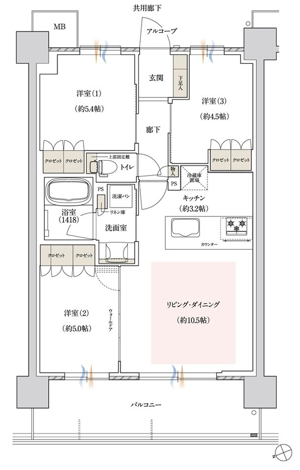 ジェイグラン シティ 淡路 間取り AB1'-type
